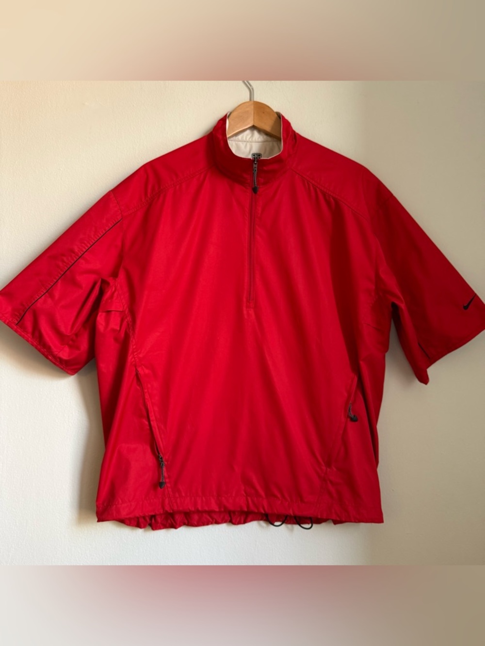 Nike Golf 1/2 Zip Size M Short Sleeve Pullover Windbreaker Mens Red/White